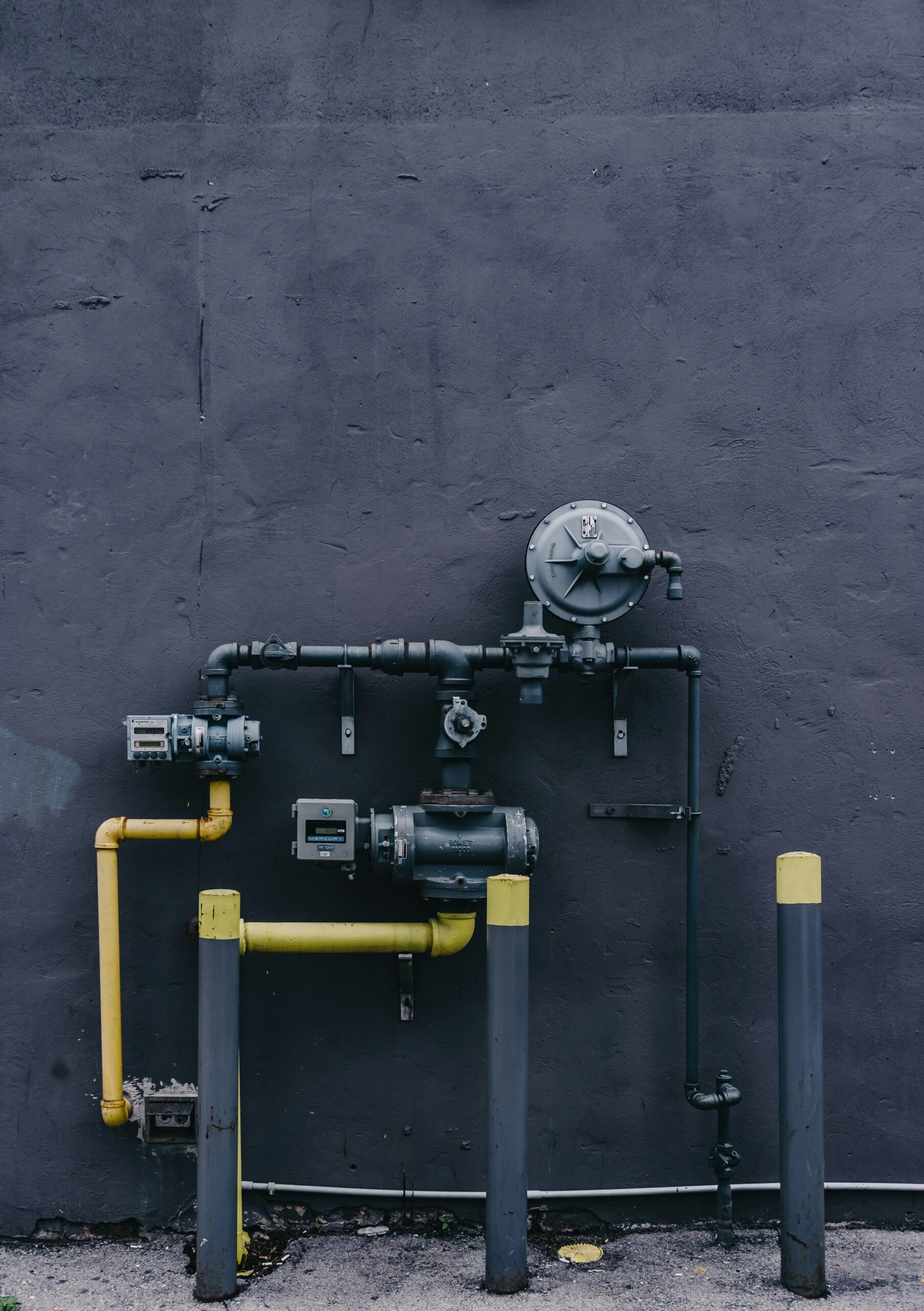 water pump system on exterior of building