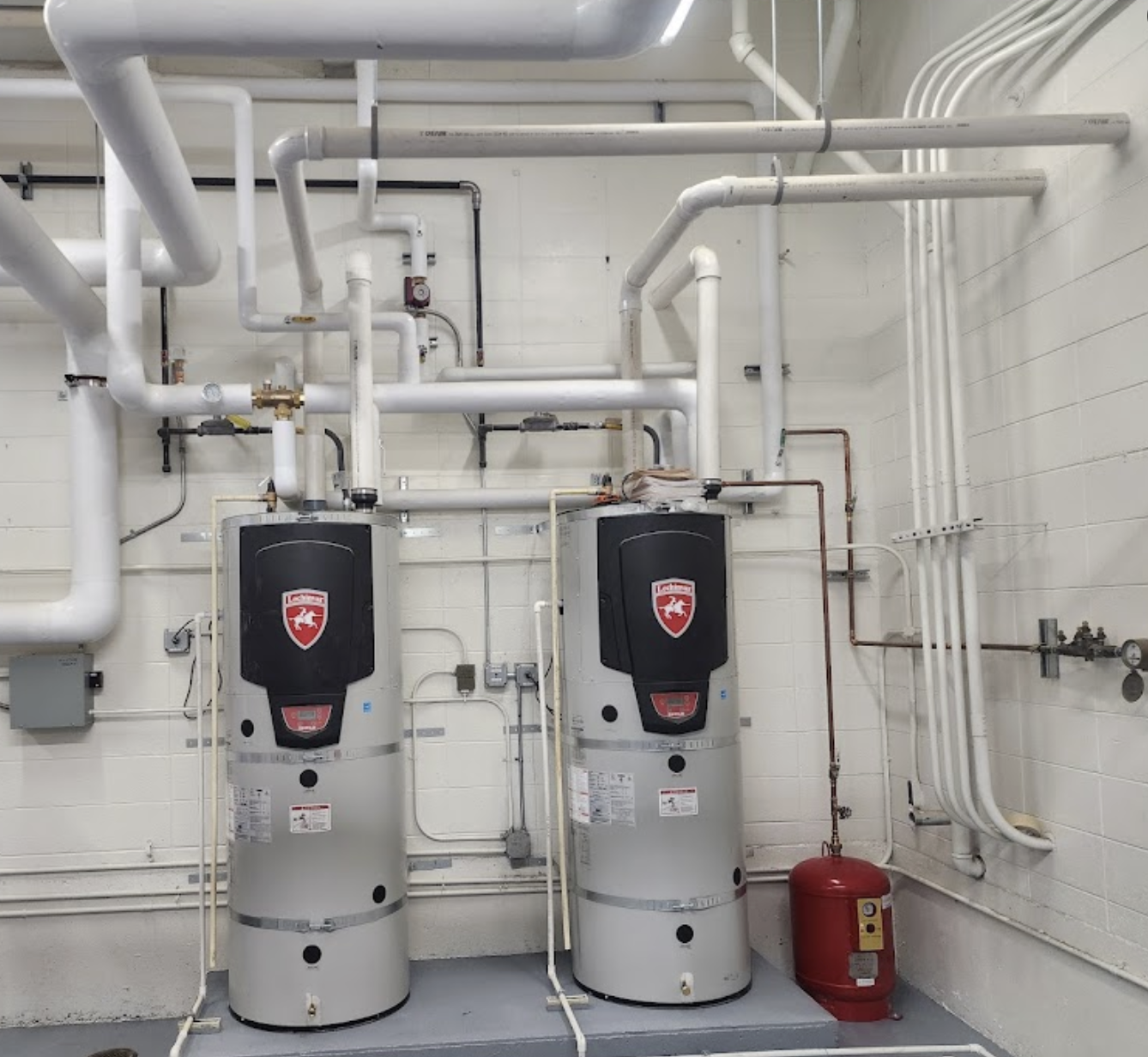 two commercial water heaters